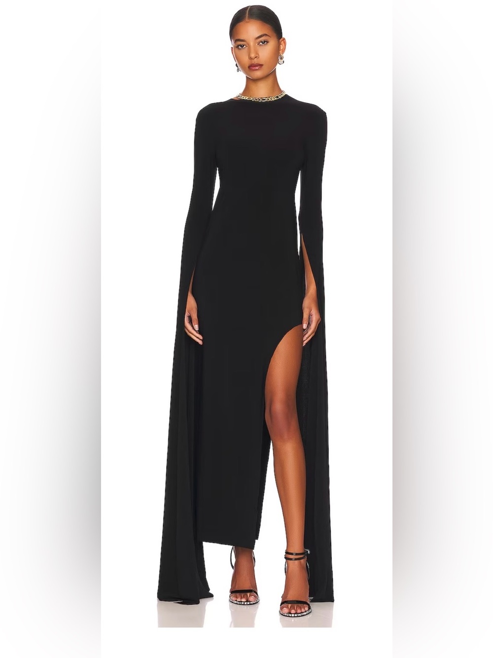 *Revolve* Norma Kamali Black Long-Sleeve Maxi Dress with Ribbon sleeves Medium